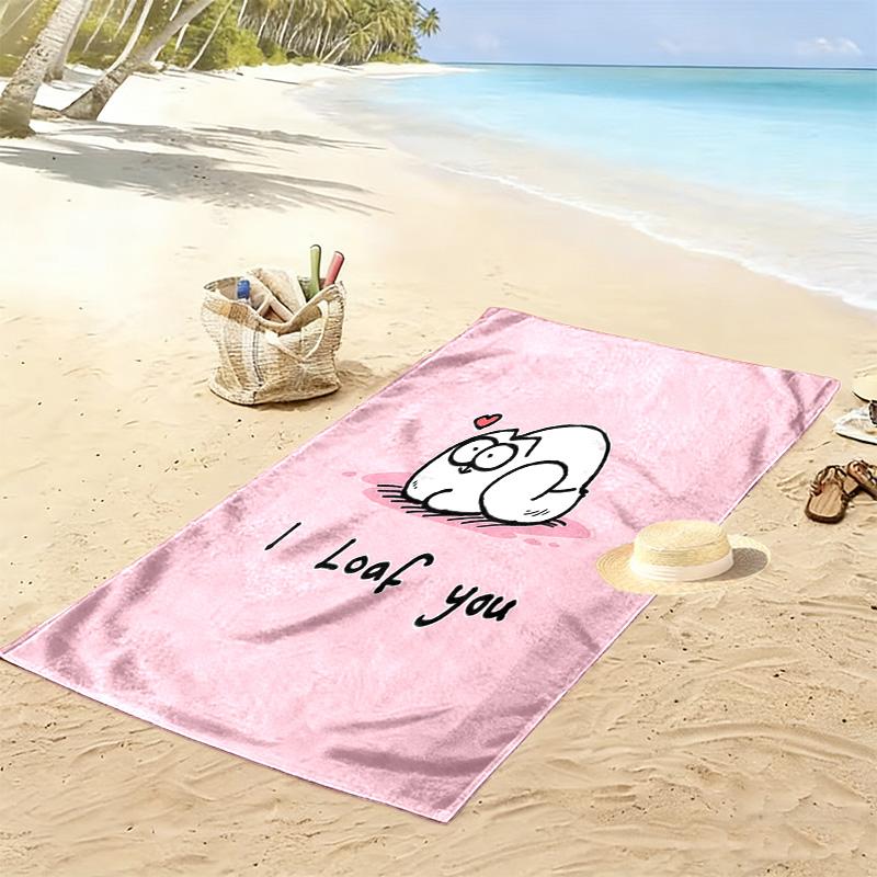 Simon's Cat Print Strandlaken, Groot Zacht Sneldrogend Handdoek voor Strand Camping Zwemmen