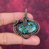 Copper Chrysocolla Gemstone Pendant Handmade Jewelry Copper Wire Wrapped Pendant