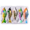 5pcs Artificial Hard Baits Swimming Lure with Treble Hook Multi Jointed Swimbait Saltwater Swimbait Fishing Tackle