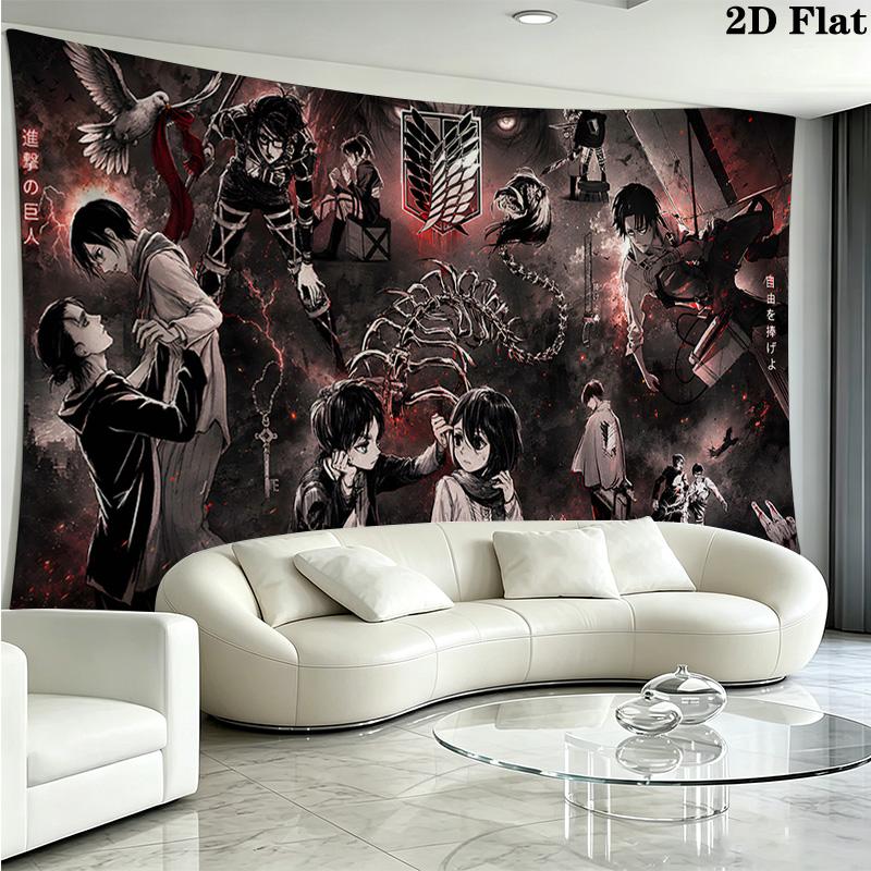 Anime Titan Attack Wall Tapestry Aesthetic Wall Hanging Printed Fabric Blanket Decorative Tapestries for Bedroom Living Room Home Decor