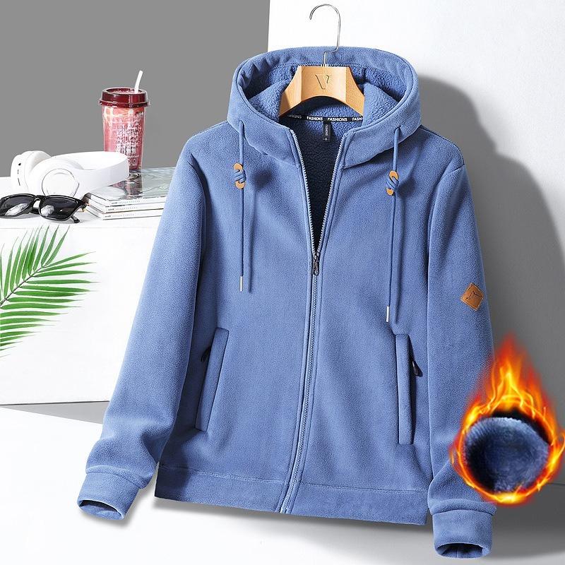 Invierno Nuevo Polar Fleece Sudadera con Capucha Abrigo Pareja Cárdigan de Forro Polar de Doble Cara Abrigo Deportivo