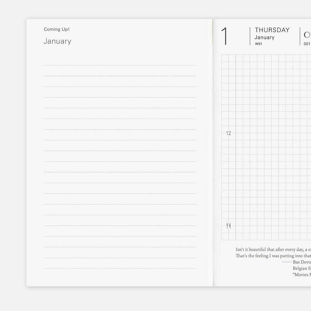 Hobonichi Notebook 2026 Main Body Planner [A6 1 Day 1 Page  English   January  monDay Start] A6 Planner English
