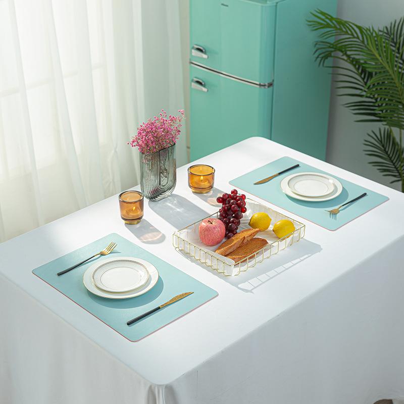 Tappetino Isolante per Tavolo da Pranzo in Pelle Double-face Tappetino da Tavola Occidentale Impermeabile e Resistente all'Olio Semplice Moderno Tappetino da Tavolo in Pelle