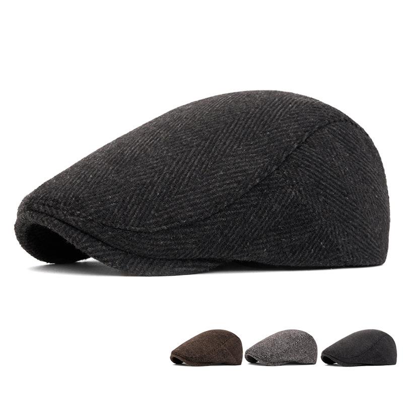Forward Cap Men's Autumn Winter Warm Retro Beret British Newsboy Cap