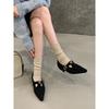 Pointed shoes fleece single shoes 2025 autumn and winter heightening shoes flat shoes shallow mouth Mary Jane shoes