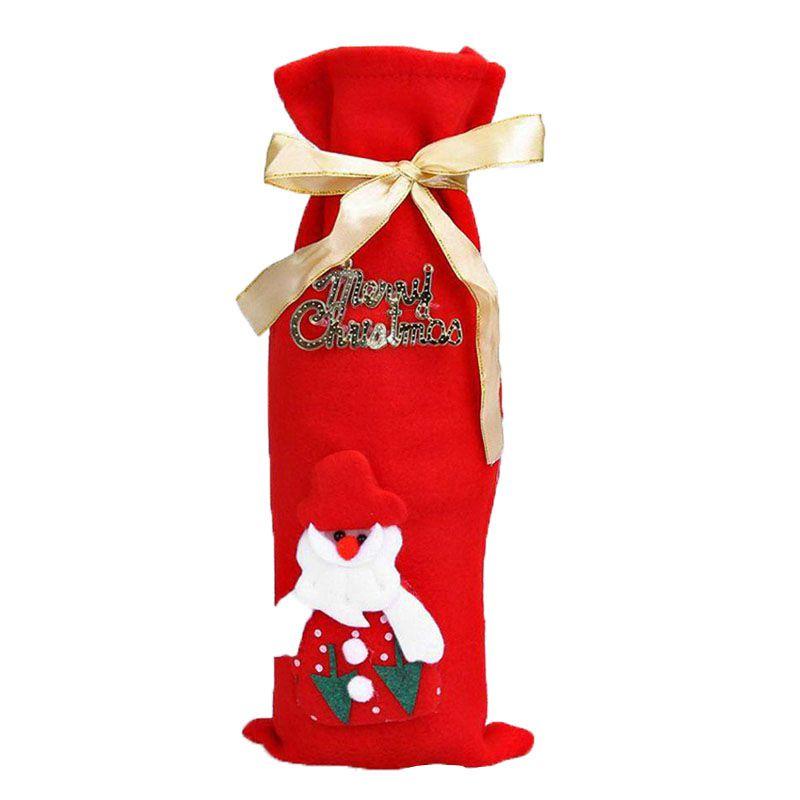 Deluxe Xmas Santa Wine Bottle Bag Cover For Holiday Table Festivities
