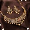 Estelle Gold Plated Elegant Wedding Necklace Set with CZ, Colored Stones and Pearls