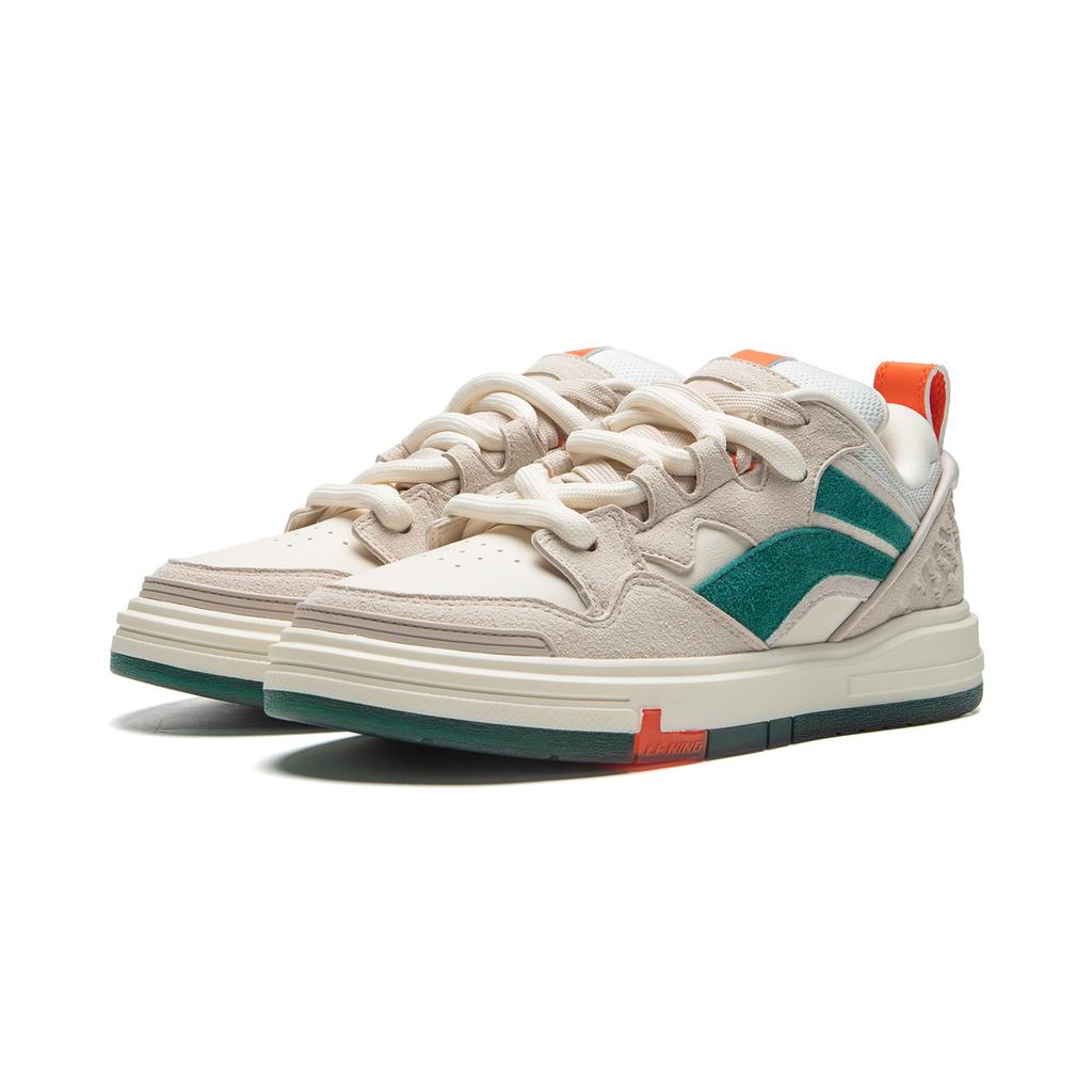 Li Ning Skateboard Series Comfortable Versatile Wear-Resistant Non-Slip Low-Top Skate Shoes Women Sneaker Gray Beige Green AECU110-3