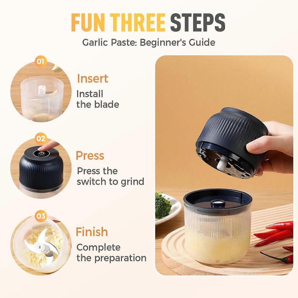 Portable Electric Garlic Chopper, 2025 New Rechargeable Food Processor for Garlic Ginger Onion Meat Vegetable Chilli, Home Kitchen Gadget