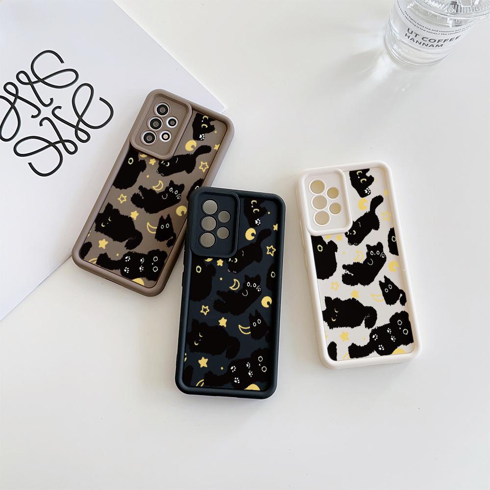 Cute Moon Star Black Cat Phone Case For Xiaomi 15T 14T 17 Pro Max POCO X7 X3 X5 X6 F5 F3 X5 F7 M7 M3 M6 Pro F8 15 Ultra 5G Cover