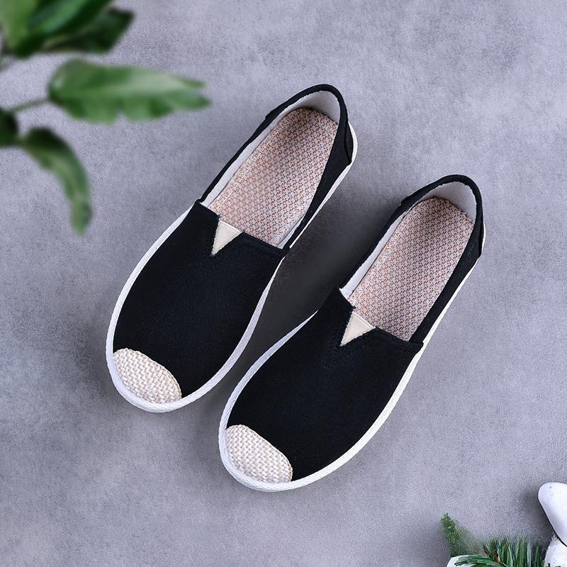 Letnie damskie wygodne wygodne czeskie wsuwane leniwe buty damskie płaskie wsuwane mokasyny z płóciennym paskiem