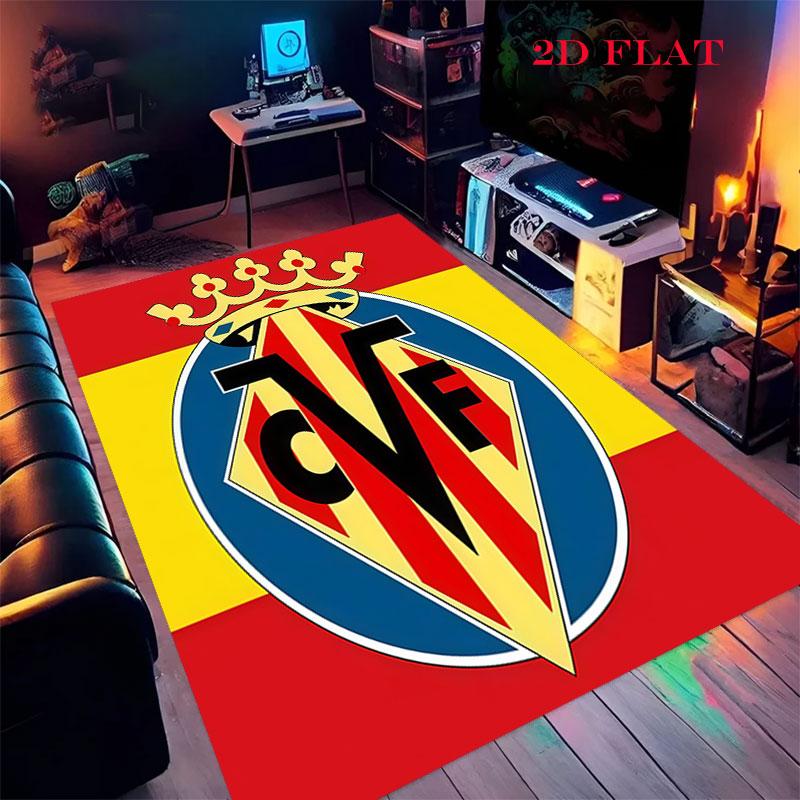 Tappeto Tappeto con Logo Villarreal per Soggiorno Camera da Letto Casa Decorazione Divano, Tappetino Antiscivolo per Giochi Bambini