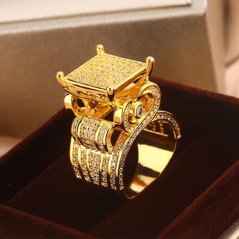 

Hip Hop Micro-inset Zircon Love Ring For Women New Vintage Ring Full Of Diamonds copper Lady Party Birthday Gift 11