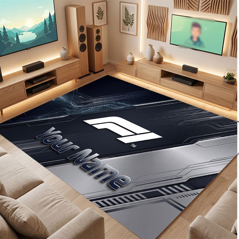 F1 Personalized Crystal Velvet Carpet, Customized Name Text Soft Anti‑Slip Rug for Living Room Bedroom