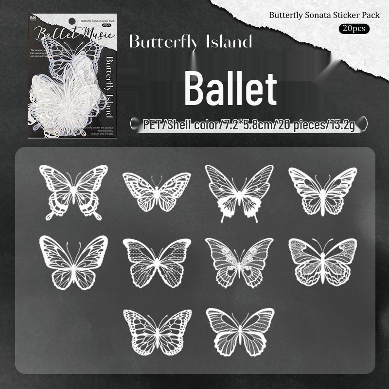 Yuxian Наклейки ПЭТ  Ракушка  - Остров Бабочек Ретро Журналинг DIY Набор