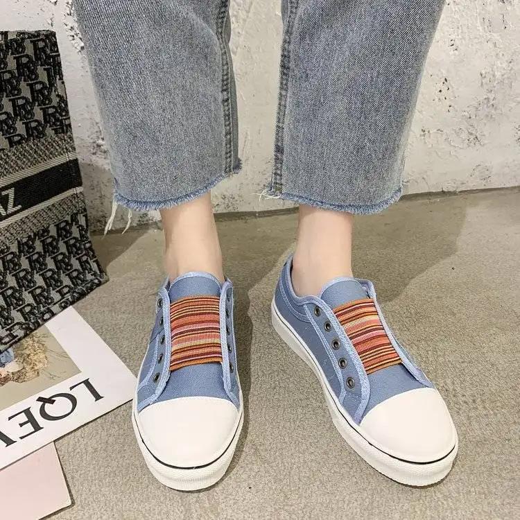 Fashion Slip On Women's Sneakers Shoes High Quality Aesthetic Korean 39 Comfortable and Elegant Casual Daily Routine Ladies Footwear