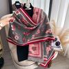 Women'S Thick Warm Winter Floral Printed Imitation Cashmere Pashmina Scarf Shawl Lady Wrap Knitted Foulard Blanket