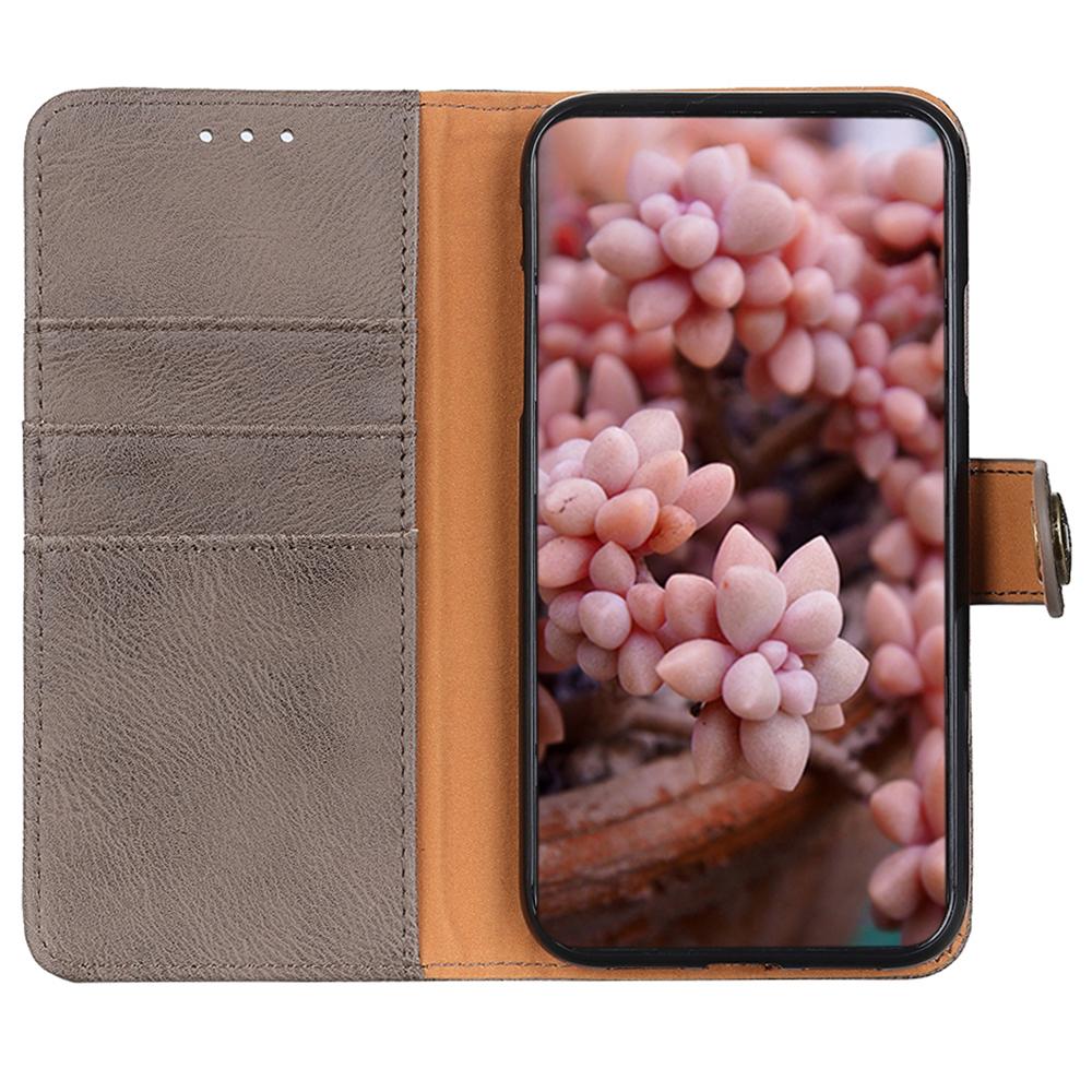 

KHAZNEH For Sony Xperia 10 VI Leather Wallet Case Cowhide Texture Phone Cover Khaki