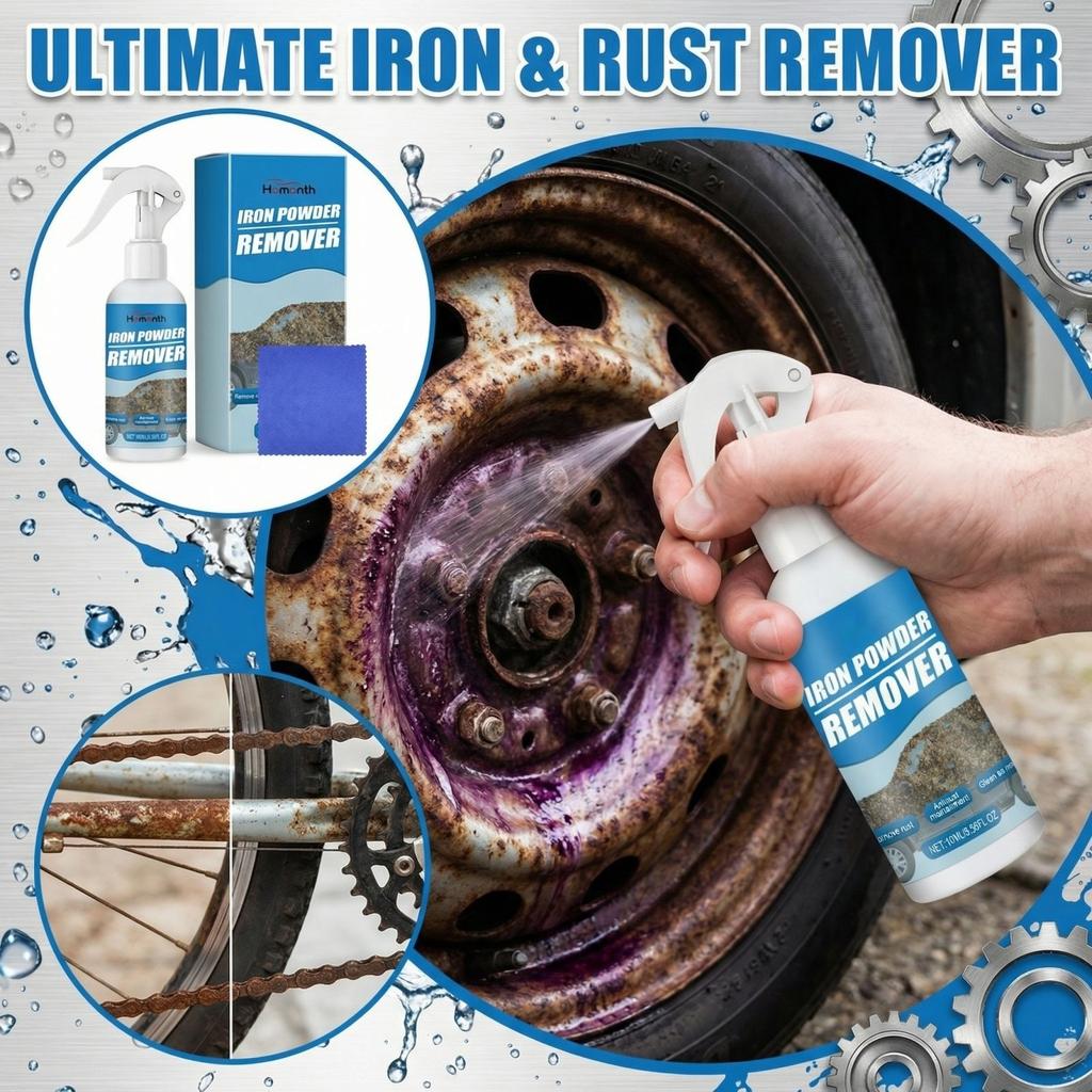 100ml Multi-functional Quick-acting Removal Spray, 100ML Iron Powder Remover Spray For Metal, Bikes, Tools, Furniture & Household Surfaces