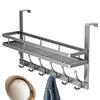 Over The Door Organizer Carbon Steel Bathroom Door Towel Rack No Drilling Hanging Rack With Basket And Hooks For Clothes Bag Key