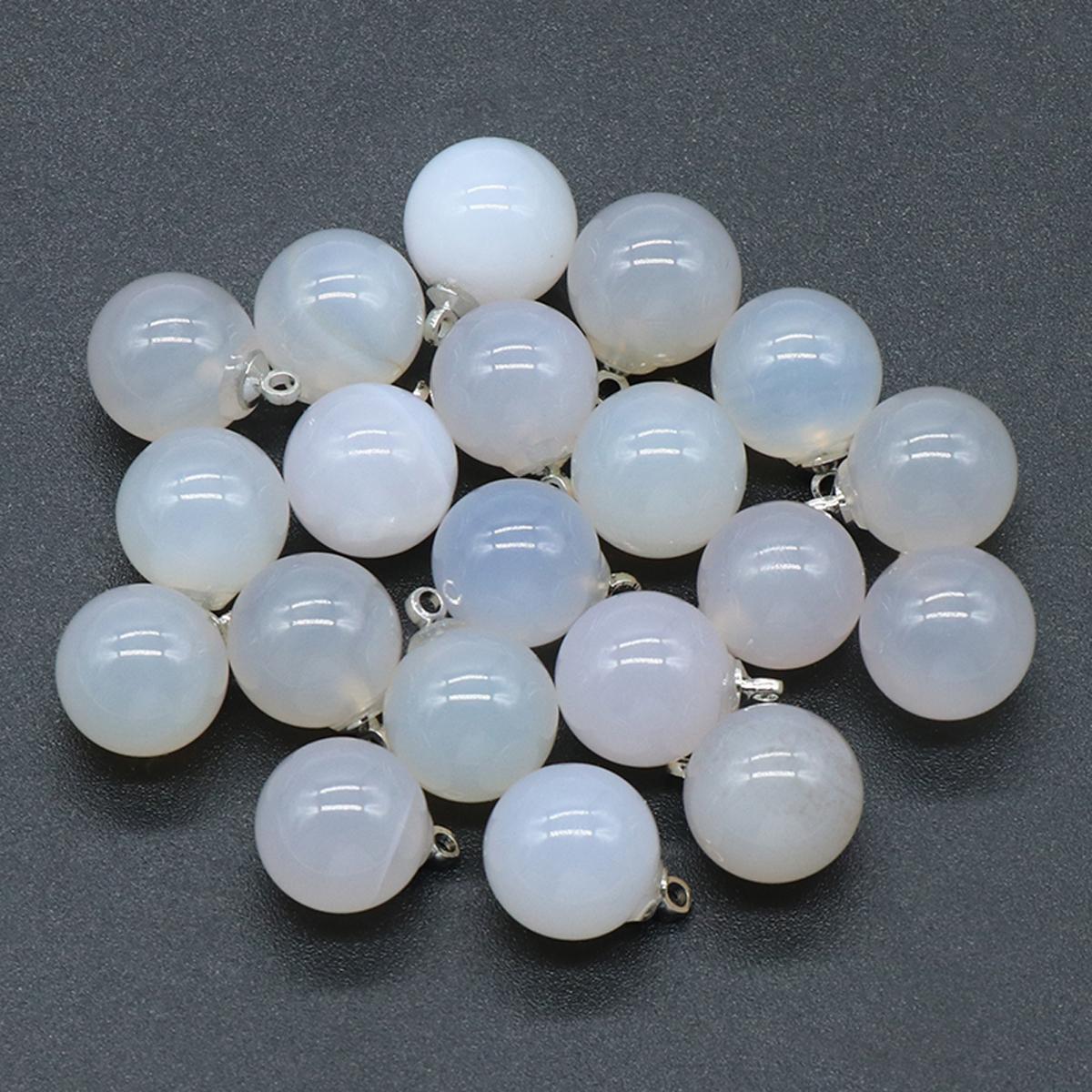 

Подвеска из натурального камня, круглый шар, кристалл, розовый кварц, агат, унакит, содалит, обсидиан, подвески для изготовления ювелирных изделий, ожерелье, серьги, аксессуары 12 мм 2Pc/12mm-White Agate