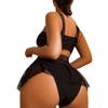 European & American Sexy Three-Piece Mesh Swim Set: Wide Shoulder Strap Dress, Shirt, Bikini