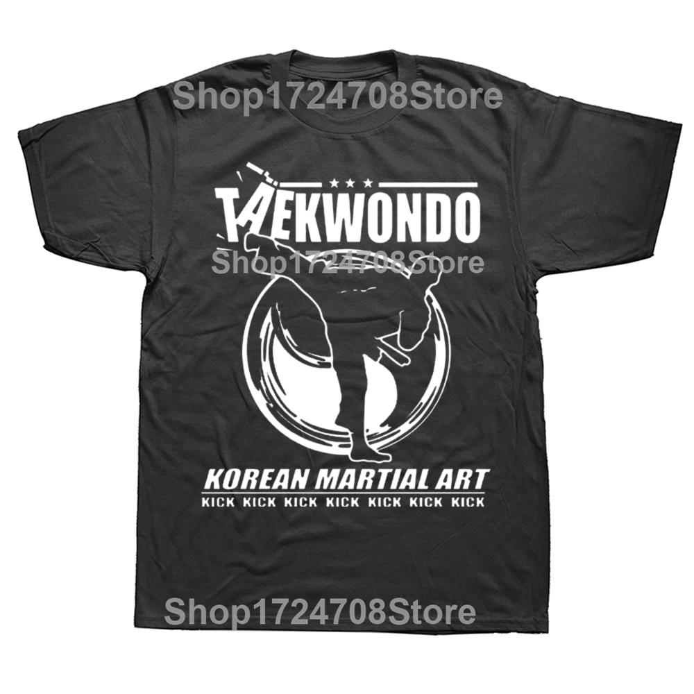Karate Taekwondo Funny Cat Jiu Jitsu Korean Martial Arts Kick Fighting T Shirt Oversize Printed Casual Tee Casual Short Sleeve