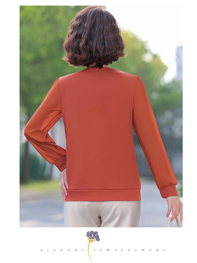 Stylish Rhinestone Long-Sleeve Loose Fit T-Shirt for Moms