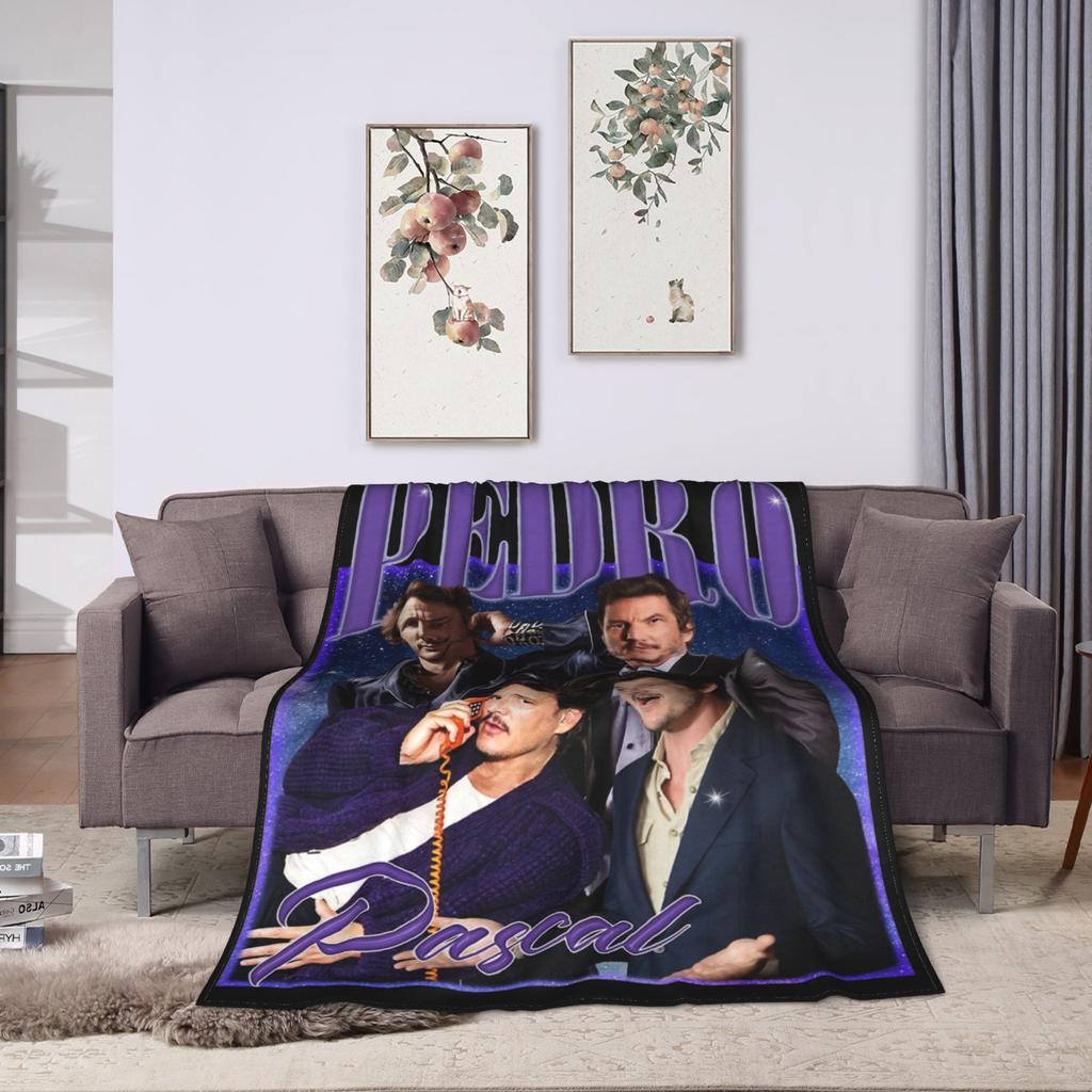 Pedro Pascal Photo Collage Blankets Flannel Printed Breathable Warm Throw Blanket for Home Office Bedspreads