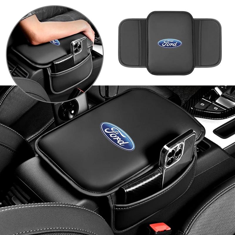 Car Universal Armrest Cover Leather with Tissue Storage For Ford Focus Mondeo Kuga Fiesta MK7 Escort Explorer Edge 2 4 MK2 MK4 TB1