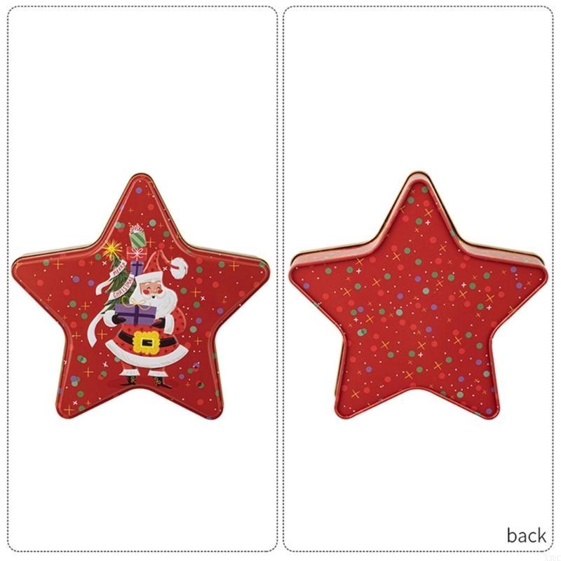 Unique Christmas Tin Star Storage Box Durable Tin Star Candy Storage Box Adds A Touch Of Christmas Spirit To Any Space X3UC