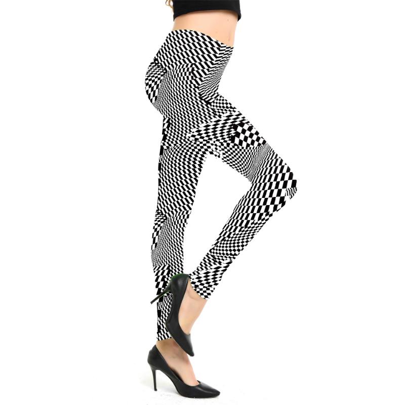 Fashion Geometric Striped Plaid Printed Leggings Stretch Pants Leggings High Waist Elasticity Pants Soft Trousers for Women Tights Fitness Yoga Pants