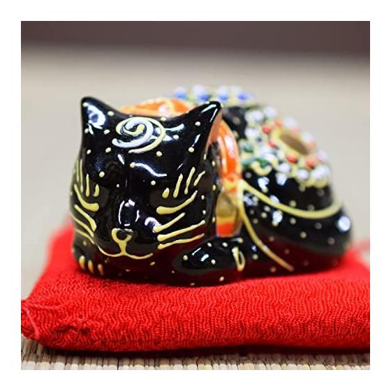 Украшение Lucky Cat Kutani Ware Chibi Sleeping Cat Kuromori Открытие празднования дня рождения Подарок