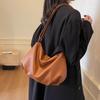 Korean Version of Solid Color Soft Dumpling Bag 2025 Winter Splicing Pleated Shoulder Crossbody Bag Baguette Underarm Bag Female