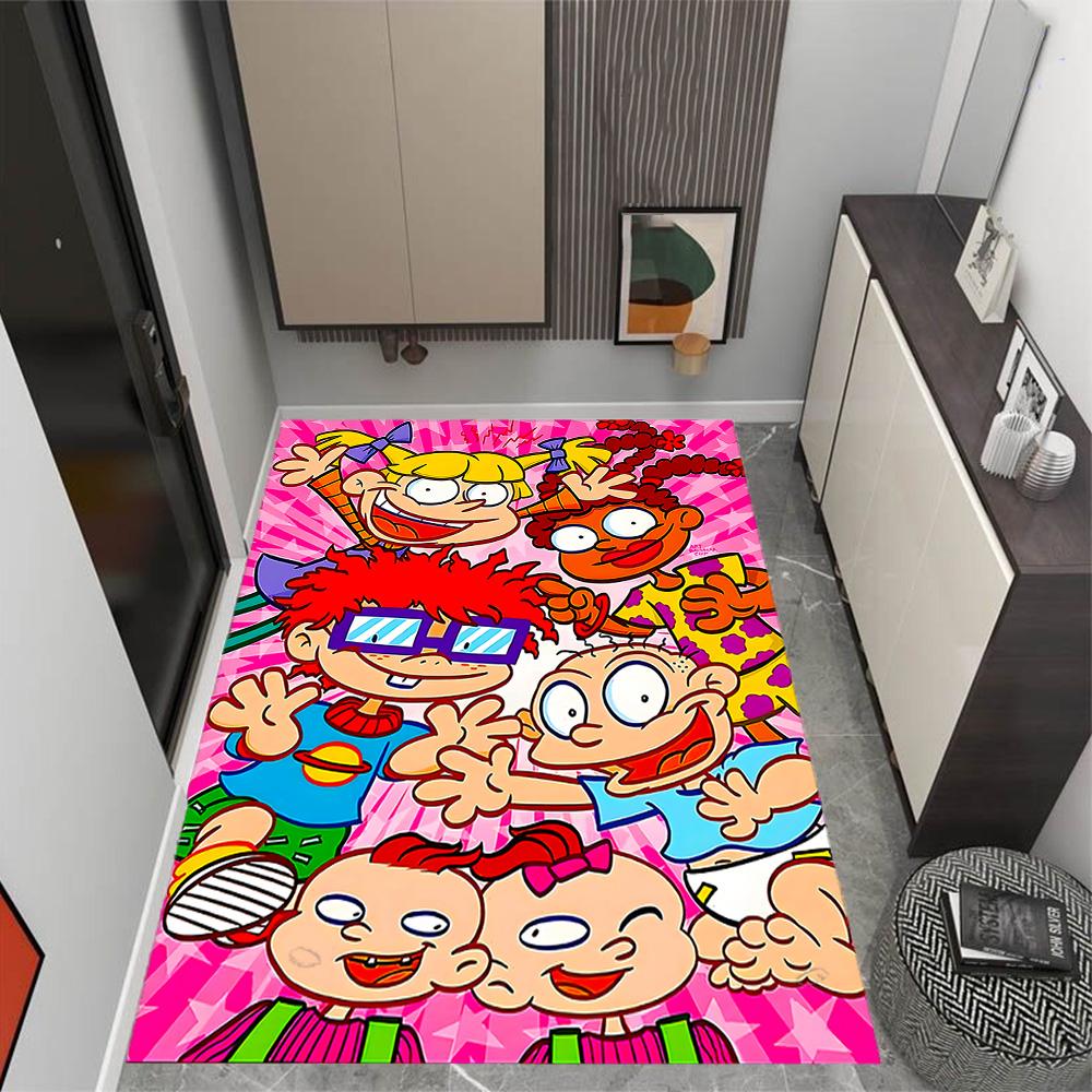 Rugrats: Playtime Chaos Themed Anti-Slip Rugs - Polyester Home Decor, Suitable for Bedrooms, Living Rooms, Doorways, Studios, and Decorations