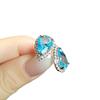 Water Drop Shaped Imitation Emerald Stud Earrings Light Luxury Yellow Zirconium Sea Blue Treasure White Gold High-End Earrings
