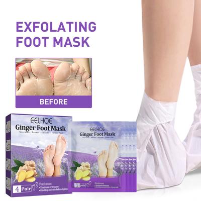 Ginger Foot Mask Moisturizing Whitening Exfoliating Foot Mask Callus Remover for Feet Pedicure Spa Socks Natural Plant Skin Care