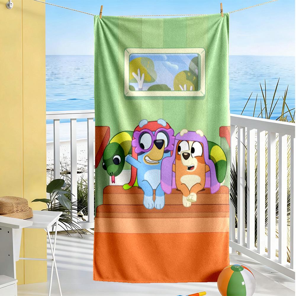 Bluey Beach Towel Soft Durable Quick-Dry Comfortable Lightweight