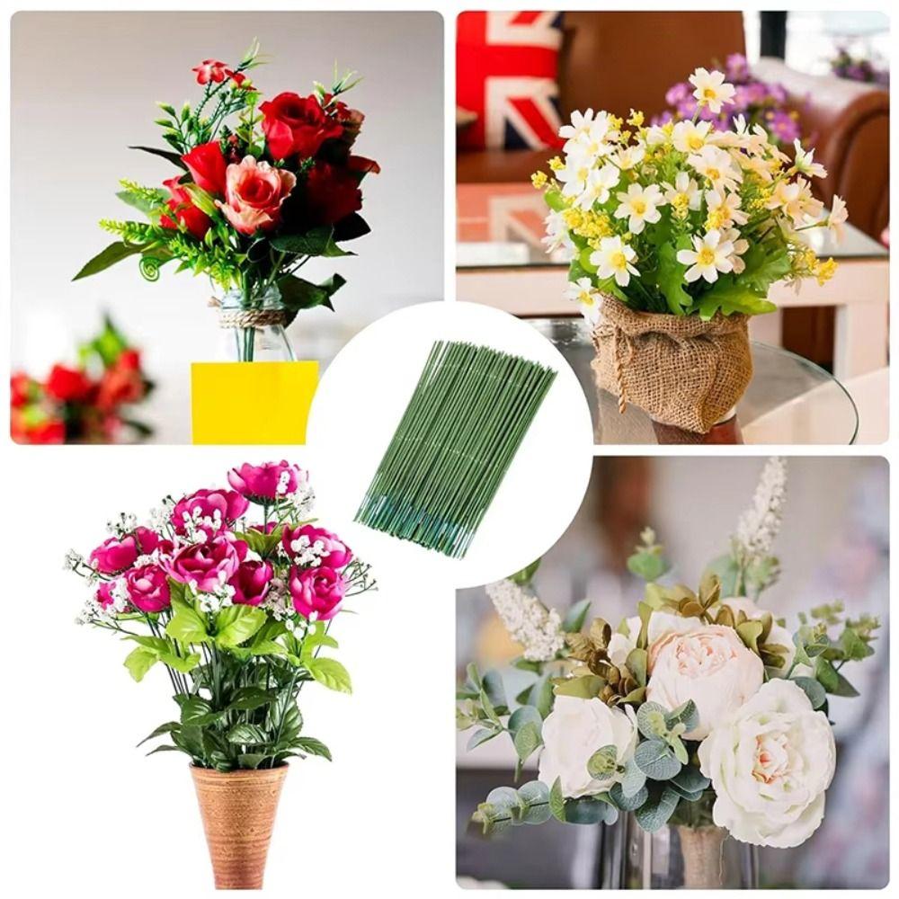 100Pcs Green Simulation Plant Stem DIY Handmade Artificial Flower Stem  Wedding Celebration