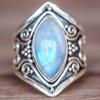 Gothic Style Moonstone Silver Ring Punk Jewelry for Women Unique Handmade Statement Accessory