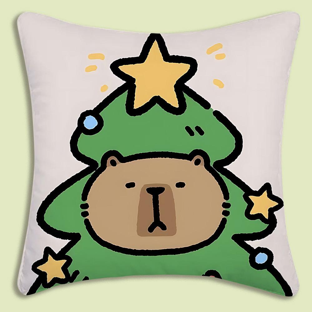 Pillow Covers Cartoon Capybara Sofa Decorative Home Double-sided Printing Short Plush Cute Cushion Cover