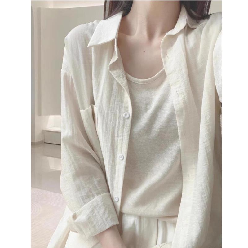 Women's Summer Blue Korean Long-Sleeve Sunshade Shirt - Loose, Casual, Lazy Style Top