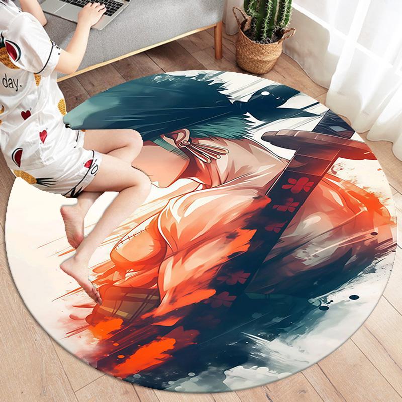 Roronoa Zoro Round Area Rug Carpet Rug For Living Room Bedroom Sofa Playroom Decor Nonslip Floor Mat