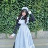 Anime langes Dienstmädchen-Outfit schwarz-weiß klassischer Stil Dienstmädchen langes Kleid Uniform niedliches Alltagskleid