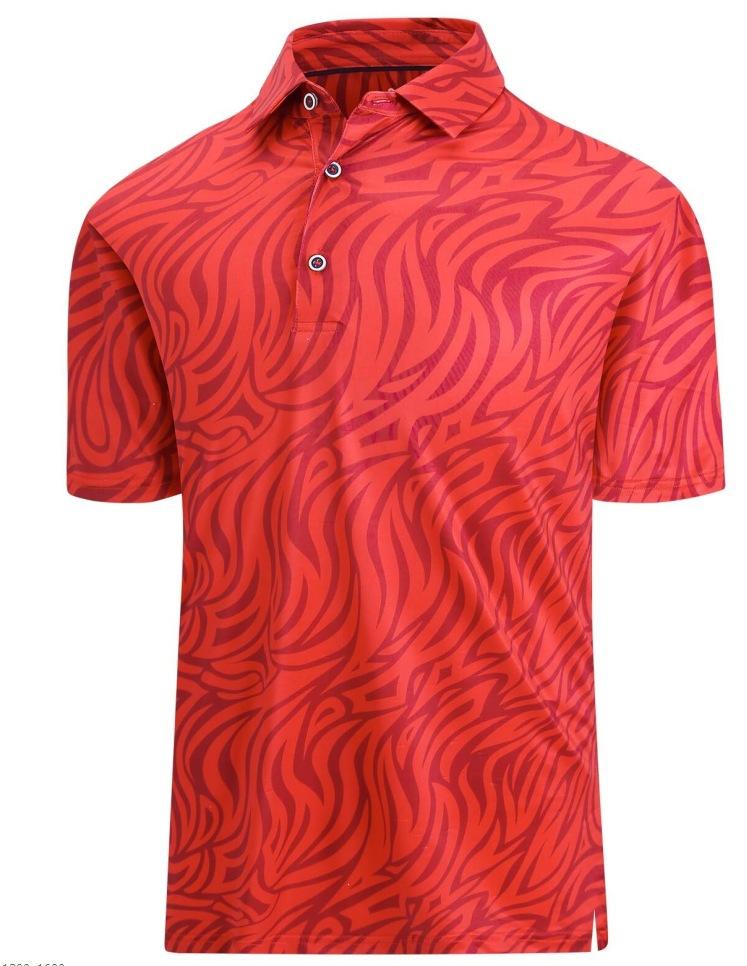 Cool Tropical Print Short Sleeve Polo, Unique Sasquatch & Flamingo Pattern