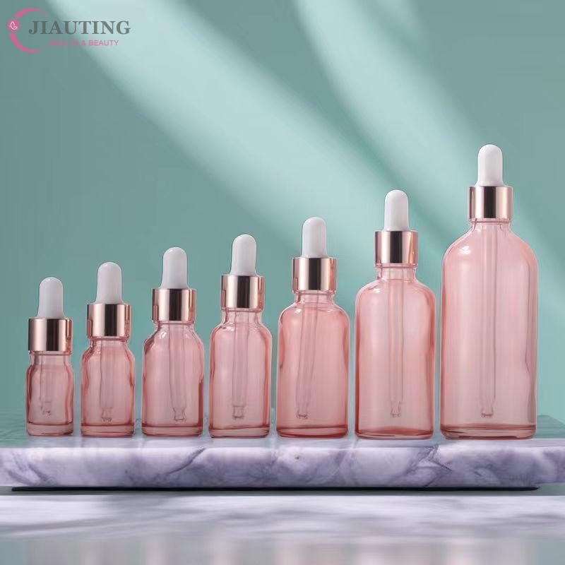 Dropper Bottles Refillable 5-100ML Rose Gold Lid Cosmetic Container Glass Aromatherapy Liquid For Essential Massage Oil Pipette