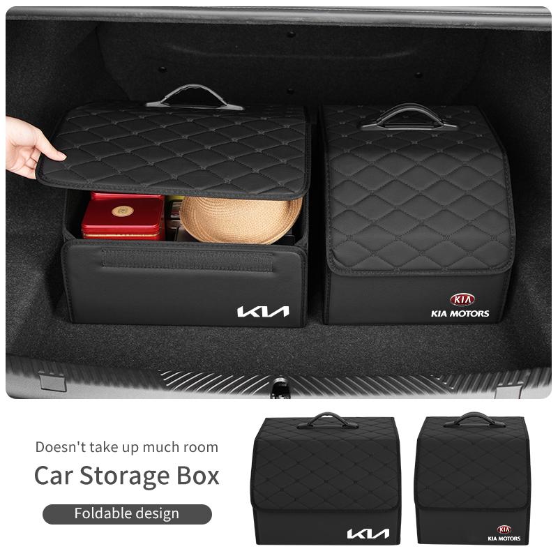 AABJO1 PU Leather Hard Board Car Boot Storage Box Toolbox For KIA Sportage Seltos Sorento K3 K4 Soul Carnival EV6 EV9 Carnival K5 Pegas