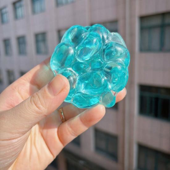 Balle Anti-Stress Croquante Remplie de Billes Soulagement de l'Anxiété Formable Balle à Presser Jouet Sensoriel Portable Voyage Moulable Balle Transparente Pincer Jouet Fidget