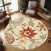 Runder Bohemian-Blumenmuster-Bodenläufer, rutschfest, weich, waschbarer Teppich für Wohnzimmer, Schlafzimmer und Heimdekoration