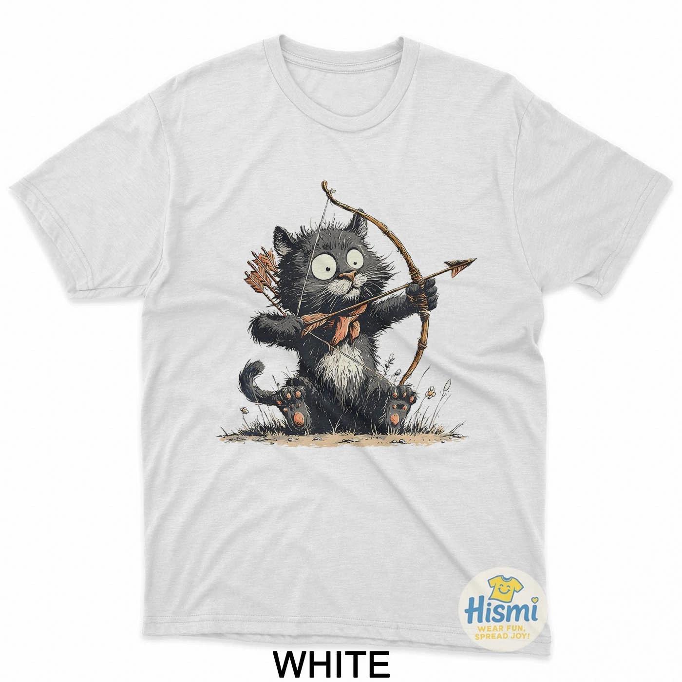 Funny Archer Cat With Bow And Arrow Graphic Costume T-Shirt 4XL